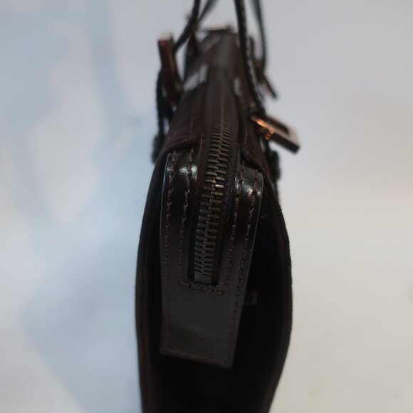 Authentic Fendi Dark Brown Suede Leather Borsa Manici Satchel Shoulder Handbag - Picture 5 of 16